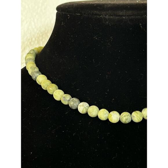 Handmade Green Serpentine Necklace, Adjustable, With a Silver Extender - Picture 2 of 5